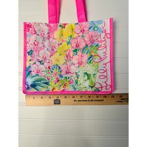 Lilly Pulitzer Floral Tote Bag Pink Reusable Shopper Beach Preppy